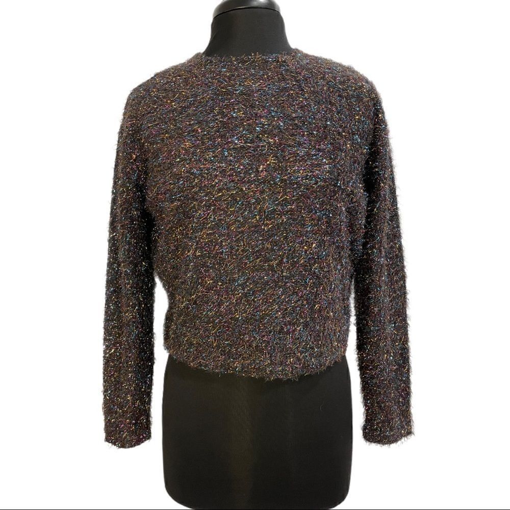 𝅺divided Multi-Color Tinsel Crop Top Sz S